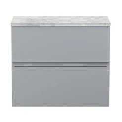 Hudson Reed Urban 600mm Satin Grey Wall Hung Vanity Unit with 2 Drawers & Grey Worktop