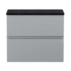 Hudson Reed Urban 600mm Satin Grey Wall Hung Vanity Unit - 2 Drawer with Black Worktop