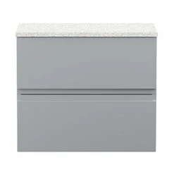 Hudson Reed Urban 600mm Satin Grey Wall Hung Vanity Unit with White Worktop & 2 Drawers