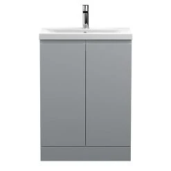 Hudson Reed Urban Satin Grey 600mm Freestanding 2-Door Vanity Unit - URB208A | Stylish Bathroom Storage