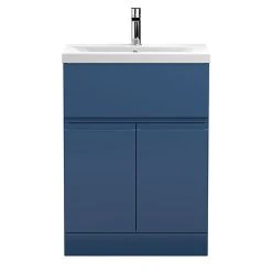 Hudson Reed Urban Satin Blue 600mm Floor Standing 2-Door/Drawer Vanity Unit - URB303A | Modern Freestanding Bathroom Storage