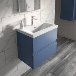 Hudson Reed Urban Satin Blue 600mm Wall Hung 2-Drawer Vanity Unit - URB304A -Vanity Units Shop URB304A D1 460