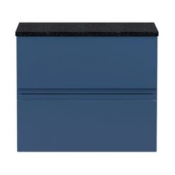 Hudson Reed Urban 600mm Satin Blue Wall Hung Vanity Unit with Black Worktop & 2 Drawers