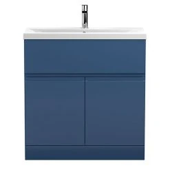 Hudson Reed Urban Satin Blue 800mm Freestanding Vanity Unit with 2 Doors and Drawers - URB305A