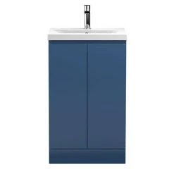 Hudson Reed Urban Satin Blue 500mm 2-Door Floor Standing Vanity Unit - URB307A - Freestanding Bathroom Storage