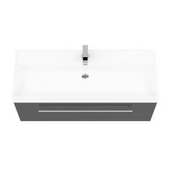 Valencia 1200 Gloss Grey Wall Hung Vanity Unit with Chrome Handle - Minimalist Modern Design -Vanity Units Shop V12GWHCH d2 460