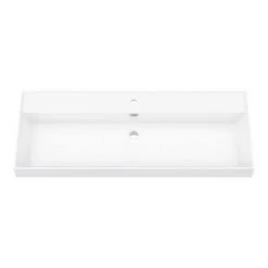 Valencia 1200 Gloss White Minimalist Wall Hung Vanity Unit with Brass Handle - Modern Bathroom Storage Solution -Vanity Units Shop V12WWHBB d3 460