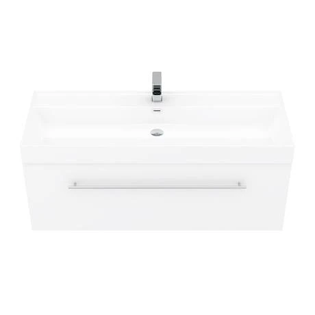 Valencia 1200 Gloss White Wall Hung Vanity Unit with Chrome Handle | Minimalist Design 3 Valencia 1200 Gloss White Wall Hung Vanity Unit with Chrome Handle | Minimalist Design - Image 3