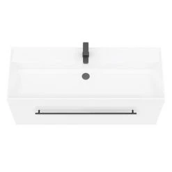 Valencia 1200 Gloss White Wall Hung Vanity Unit with Matt Black Handle - Minimalist Modern Bathroom Storage -Vanity Units Shop V12WWHMB d2 460