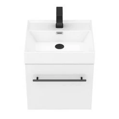 Valencia 450 Gloss White Minimalist Wall Hung Vanity Unit with Matt Black Handle -Vanity Units Shop V4WWHMB d4 460