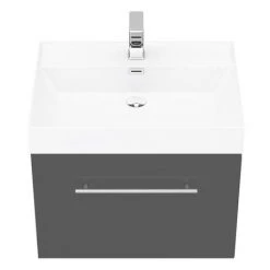 Valencia 600 Gloss Grey Minimalist Wall Hung Vanity Unit with Chrome Handle | Stylish Bathroom Storage -Vanity Units Shop V6GWHCH d4 460