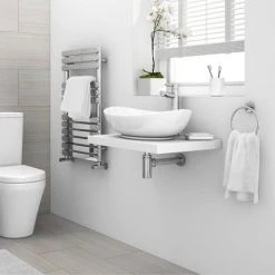 Venice Floating Basin Shelf - Gloss White 600mm Wide | Wall Hung Vanity Unit -Vanity Units Shop V6GWSLF d1 460