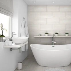 Venice Floating Basin Shelf - Gloss White 600mm Wide | Wall Hung Vanity Unit -Vanity Units Shop V6GWSLF d2 460