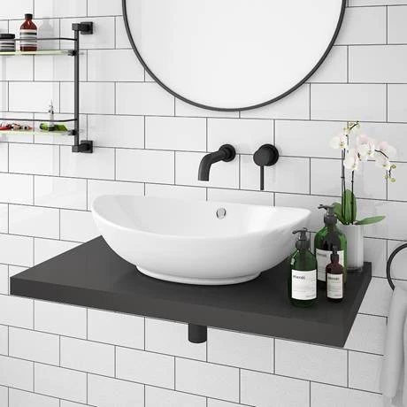 Venice Floating Basin Shelf (Gloss Grey - 800mm Wide) - Modern Wall-Hung Vanity Unit 2 Venice Floating Basin Shelf (Gloss Grey - 800mm Wide) - Modern Wall-Hung Vanity Unit - Image 2