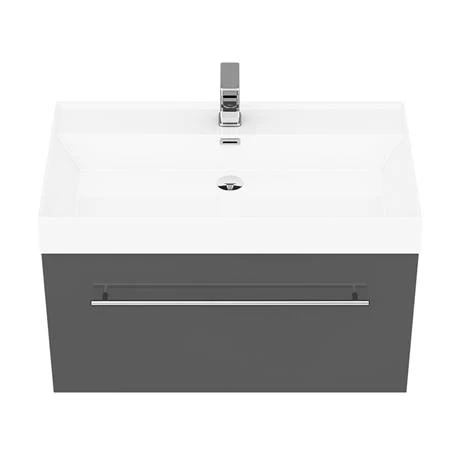 Valencia 800 Gloss Grey Minimalist Wall Hung Vanity Unit with Chrome Handle β Sleek & Modern Bathroom Storage 3 Valencia 800 Gloss Grey Minimalist Wall Hung Vanity Unit with Chrome Handle β Sleek & Modern Bathroom Storage - Image 3
