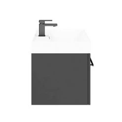 Valencia 800 Gloss Grey Minimalist Wall Hung Vanity Unit with Matt Black Handle - Modern Bathroom Storage Solution -Vanity Units Shop V8GWHMB n d5 460