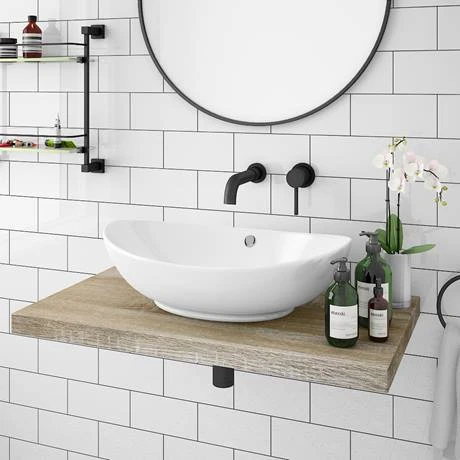 Venice Floating Basin Shelf | Light Oak | 800mm Wide Wall Hung Vanity Unit 3 Venice Floating Basin Shelf | Light Oak | 800mm Wide Wall Hung Vanity Unit - Image 3