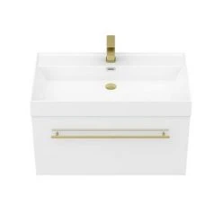 Valencia 800 Gloss White Minimalist Wall Hung Vanity Unit with Brass Handle | Modern Bathroom Furniture 5 Valencia 800 Gloss White Minimalist Wall Hung Vanity Unit with Brass Handle | Modern Bathroom Furniture -Vanity Units Shop V8WWHBB d1 460