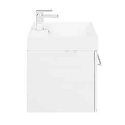 Valencia 800 Gloss White Minimalist Wall Hung Vanity Unit with Chrome Handle - Modern Bathroom Storage -Vanity Units Shop V8WWHCH D5 460