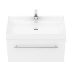 Valencia 800 Gloss White Minimalist Wall Hung Vanity Unit with Chrome Handle - Modern Bathroom Storage -Vanity Units Shop V8WWHCH d2 460