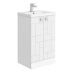 Venice Abstract 500mm White Freestanding Vanity Unit with Chrome Square Drop Handles