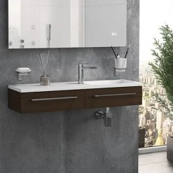 995mm Walnut Wall Hung 1-Drawer Unit with Basin | Victorian Plumbing