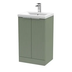 Venice Fluted 500mm Green Freestanding Vanity Unit with Chrome Handles