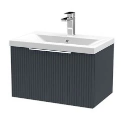 Venice Fluted 600mm Anthracite Wall Hung Vanity Unit with Chrome Handle