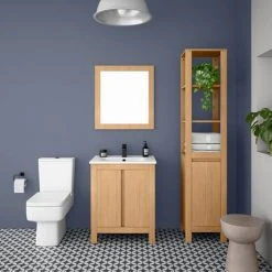 Valencia Naturale Oak Effect Vanity Unit - 650mm Wide | Freestanding Bathroom Vanity with Modern Design -Vanity Units Shop VNAT65OAK d4a 460
