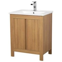 Valencia Naturale Oak Effect Vanity Unit - 650mm Wide | Freestanding Bathroom Vanity with Modern Design -Vanity Units Shop VNAT65OAK d5 460