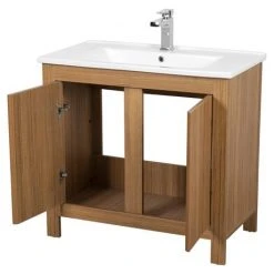 Valencia Naturale Oak Effect Vanity Unit - 850mm Wide | Freestanding Bathroom Furniture -Vanity Units Shop VNAT85OAK d2 460
