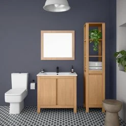 Valencia Naturale Oak Effect Vanity Unit - 850mm Wide | Freestanding Bathroom Furniture -Vanity Units Shop VNAT85OAK d3 460