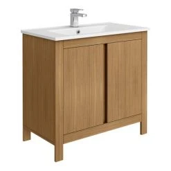 Valencia Naturale Oak Effect Vanity Unit - 850mm Wide | Freestanding Bathroom Furniture -Vanity Units Shop VNAT85OAK d4 460