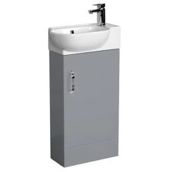 Valencia Perla Gloss Grey Freestanding Cloakroom Vanity - 450mm Wide