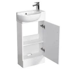 Valencia Perla Floor Standing Cloakroom Vanity - Gloss White, 450mm Wide | Freestanding Vanity Unit -Vanity Units Shop VPFSGW45 d2 460