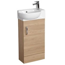 Valencia Perla Floor Standing Cloakroom Vanity - Light Oak Effect, 450mm Wide