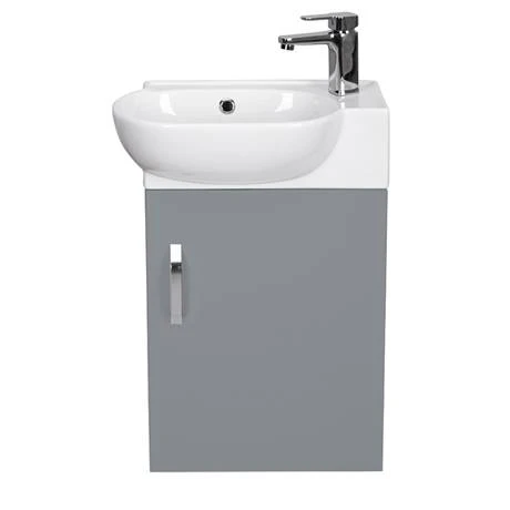 Valencia Perla Wall Hung Cloakroom Vanity - Gloss Grey, 450mm Wide 5 Valencia Perla Wall Hung Cloakroom Vanity - Gloss Grey, 450mm Wide - Image 5