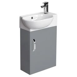Valencia Perla Wall Hung Cloakroom Vanity - Gloss Grey, 450mm Wide