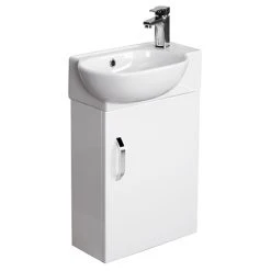 Valencia Perla 450mm Wall Hung Cloakroom Vanity - Gloss White | Compact & Stylish