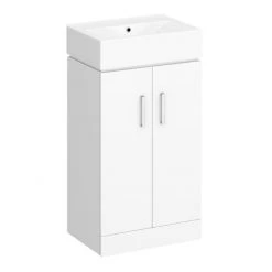 Nova Vanity 0TH Sink With Cabinet - 450mm Modern High Gloss White (Flat Packed) | Freestanding Vanity Unit