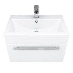 Nuie Gloss White 600 x 400mm Wall Mounted Mid Edge Basin & Cabinet - VTWE600 -Vanity Units Shop VTWE600 D3 460