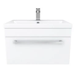 Nuie Gloss White 600 x 400mm Wall Mounted Mid Edge Basin & Cabinet - VTWE600 -Vanity Units Shop VTWE600 D4 460