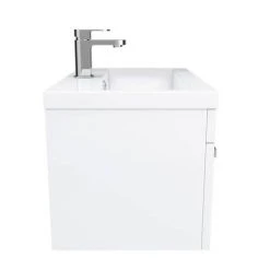 Nuie Gloss White 600 x 400mm Wall Mounted Mid Edge Basin & Cabinet - VTWE600 -Vanity Units Shop VTWE600 D5 460