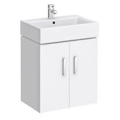 Nova Wall Mounted Vanity - 450mm Gloss White (Flat Packed) | Modern Wall Hung Vanity Unit