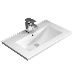 Nova 600mm Wall Hung Vanity Sink with Cabinet - Modern High Gloss White | Sleek Bathroom Design -Vanity Units Shop VTWW600 d2 460