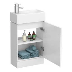 Cubix High Gloss White Vanity Unit with Ceramic Basin - 480mm x 230mm | VTY058 | Nuie -Vanity Units Shop VTY058 d4 460