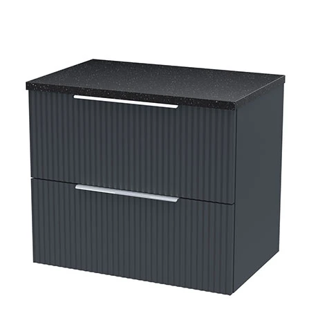 Venice Fluted 600mm Anthracite Wall-Hung Vanity Unit with Black Worktop & Chrome Handles 1 Venice Fluted 600mm Anthracite Wall-Hung Vanity Unit with Black Worktop & Chrome Handles