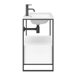 Venice 900 Black Frame Basin Washstand with Solid Stone Basin - Freestanding Vanity Unit -Vanity Units Shop VWS9 d6 460