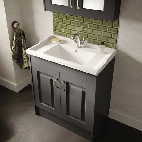 York Traditional Dark Grey Bathroom Basin Unit (620 x 470mm) | Freestanding Vanity Unit with Storage 3 York Traditional Dark Grey Bathroom Basin Unit (620 x 470mm) | Freestanding Vanity Unit with Storage - Image 3