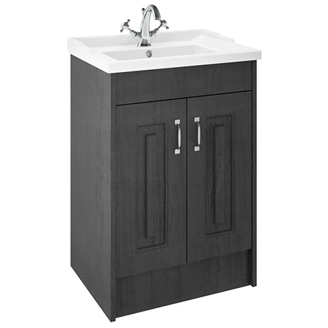 York Traditional Dark Grey Bathroom Basin Unit (620 x 470mm) | Freestanding Vanity Unit with Storage 1 York Traditional Dark Grey Bathroom Basin Unit (620 x 470mm) | Freestanding Vanity Unit with Storage